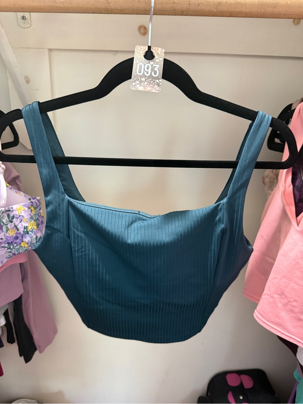 093 Vuori inversion rib Teal Ribbed Square-Neck tank
